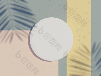 渲染前视图白色空白油缸框架模拟显示产品阴影棕榈叶子地球语气平台墙背景有创意的的想法概念
