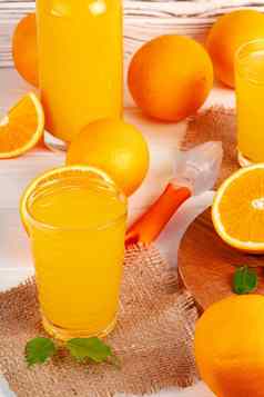 玻璃橙色汁减少橙子表格