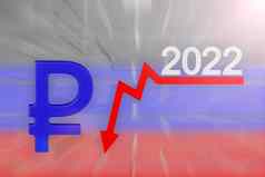 制裁危机俄罗斯公司季度年度报告经济经济低迷图表图表箭头指出下降图表卢布象征