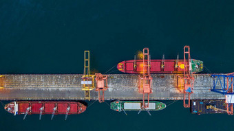 空中视图散装航空公司码头全球业务进口出口物流运输公司商业码头容器货物船运费航运在世界范围内
