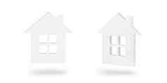 房子模型集孤立的白色背景白色孤立的房子窗口数据类型转换影子白色背景插入项目模板