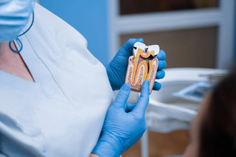 假生病的牙龋齿牙医显示结构牙齿