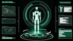 未来主义的机器人人工情报CGI大数据分析编程
