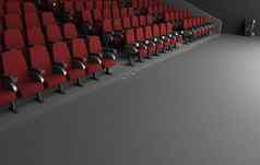 宽敞的电影礼堂红色的椅子