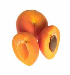 成熟的杏水果半白色背景隔离