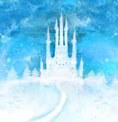 圣诞节冬天城堡山