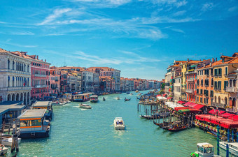 威尼斯城市景观<strong>大运</strong>河水道视图里亚尔托桥桥