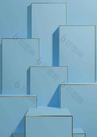 明亮的光天空蓝色的呈现简单的最小的几何背景产品显示基座金行奢侈品产品壁纸模板产品广告