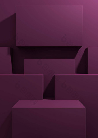 黑暗品红色的紫色的呈现产品显示背景简单的最小的几何壁纸讲台上站产品摄影广告演讲模板