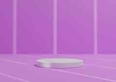 简单的最小的渲染作文白色油缸讲台上站摘要条纹影子明亮的粉红色的背景产品显示