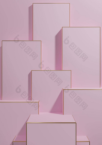 光柔和的薰衣草粉红色的呈现简单的最小的几何背景产品显示基座金行奢侈品产品壁纸模板产品广告