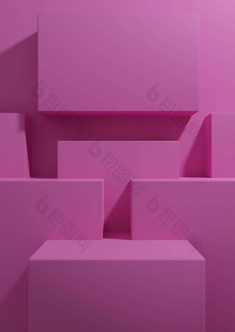 明亮的品红色的霓虹灯粉红色的呈现产品显示背景简单的最小的几何壁纸讲台上站产品摄影广告演讲模板