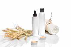 Herbal矿物护肤品Jar奶油石油小麦白色化妆品瓶标签