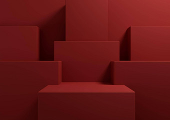 明亮的栗色黑暗红色的呈现简单的最小的背景产品显示讲台上站演讲几何背景模拟模板壁纸美化妆品产品