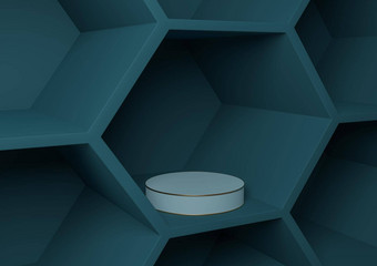黑暗蒂尔阿卡蓝色的呈现产品显示蜂窝模式摘要背景产品摄影自然几何简单的模板油缸平台讲台上站