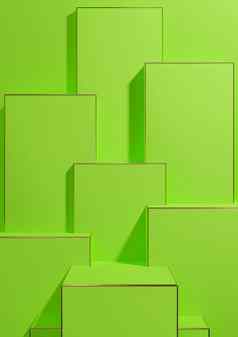 明亮的霓虹灯绿色呈现简单的最小的几何背景产品显示基座金行奢侈品产品壁纸模板产品广告