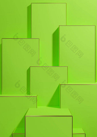 明亮的霓虹灯绿色呈现简单的最小的几何背景产品显示基座金行奢侈品产品壁纸模板产品广告