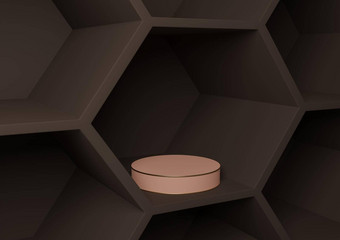 黑暗棕色（的）呈现产品显示蜂窝模式摘要背景产品摄影自然几何简单的模板油缸平台讲台上站