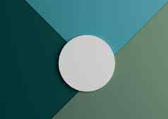 白色圆站讲台上产品显示前视图渲染最小的色彩斑斓的绿色阿卡绿松石蓝色的纸作文背景复制空间