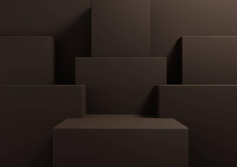黑暗棕色（的）呈现简单的最小的背景产品显示讲台上站演讲几何背景模拟模板壁纸美化妆品产品