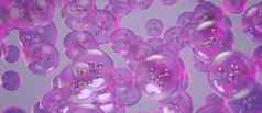 紫色的胶原蛋白皮肤血清维生素分子渲染