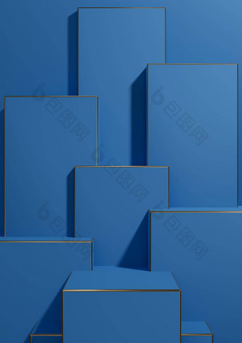明亮的黑暗柔和的蓝色的呈现简单的最小的几何背景产品显示基座金行奢侈品产品壁纸模板产品广告