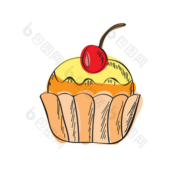 蛋糕手画向量涂鸦插图卡通蛋糕