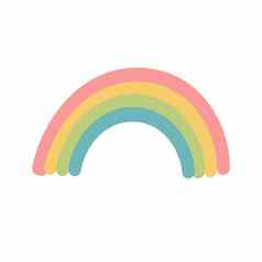 向量婴儿彩虹插图手画托儿所现代彩虹