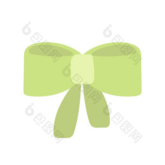 绿色弓涂鸦向量插图简单的手画图标白色