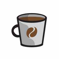 咖啡灰色的杯咖啡豆图像一边杯