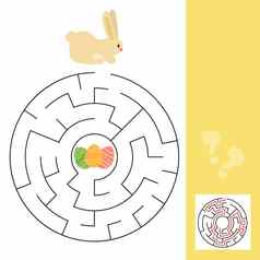兔子找到路径复活节蛋迷宫迷宫游戏孩子