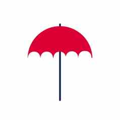 红色的伞向量白色背景简单的图标