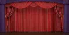 剧院阶段天鹅绒红色的窗帘工作室