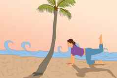 体育运动女人棕榈树背景