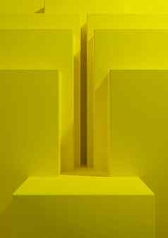 明亮的霓虹灯黄色的呈现简单的最小的几何背景产品讲台上站显示模板演讲背景壁纸