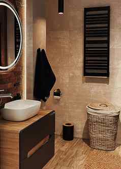现代浴室室内环保家具装饰使有机可持续发展的材料首页装饰奢侈品设计