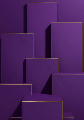 黑暗紫色的紫罗兰色的呈现简单的最小的几何背景产品显示基座金行奢侈品产品壁纸模板产品广告