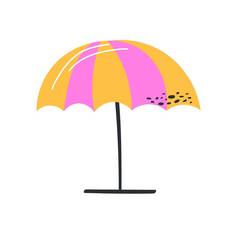 手画海滩伞图标白色夏天向量插图