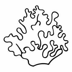 手画黑色的白色珊瑚涂鸦草图插图