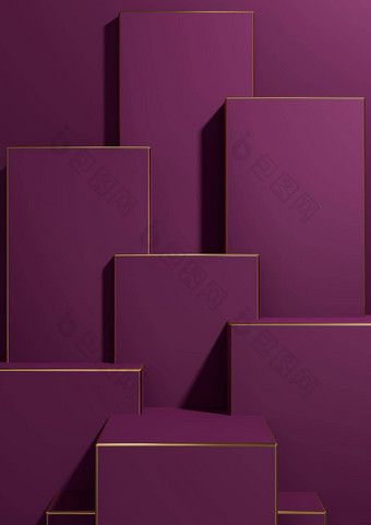 黑暗品红色的紫色的呈现简单的最小的几何背景产品显示基座金行奢侈品产品壁纸模板产品广告