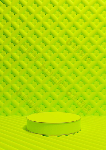 明亮的石灰霓虹灯绿色呈现奢侈品产品显示垂直产品摄影油缸讲台上站金行点缀壁纸背景简单的最小的作文