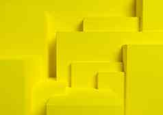 明亮的霓虹灯黄色的呈现产品显示讲台上站简单的最小的摘要不对称背景壁纸产品摄影广告城市轮廓