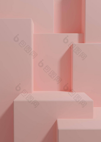 柔和的光红色的大马哈鱼粉红色的呈现产品显示壁纸讲台上站好前奢侈品产品简单的最小的摘要几何产品<strong>摄影背景</strong>