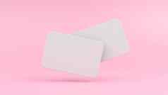 空白白色业务卡片孤立的粉红色的柔和的背景插图