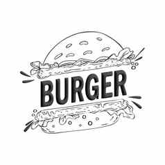 文本汉堡程式化的汉堡时尚的设计品牌标签广告图像