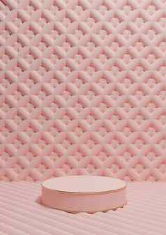 柔和的光红色的大马哈鱼粉红色的呈现奢侈品产品显示垂直产品摄影油缸讲台上站金行点缀壁纸背景简单的最小的作文