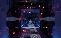 数字网络空间科幻概念隧道呈现