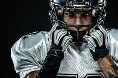 美国足球运动员球员头盔孤立的黑色的背景体育运动动机壁纸