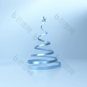 圣诞节树明星前蓝色的工作室背景圣诞节海报卡