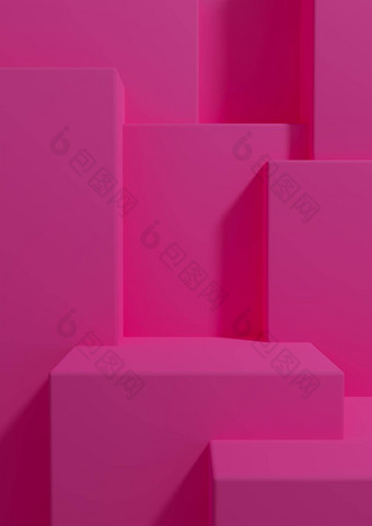 明亮的品红色的霓虹灯粉红色的呈现产品显示壁纸讲台上站好前奢侈品产品简单的最小的摘要几何产品摄影背景